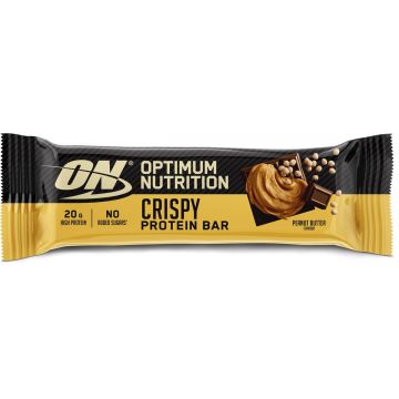 Baton proteic cu unt de arahide Crisp Protein Bar, 10x65g, Optimum Nutrition