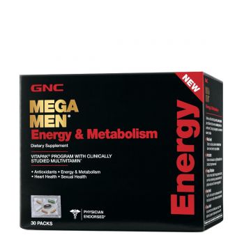 Complex de multivitamine pentru barbati Energie si Metabolism Mega Men, 30 pliculete, GNC