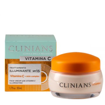 Crema de fata iluminanta cu Vitamina C si SFP15, 50ml, Clinians