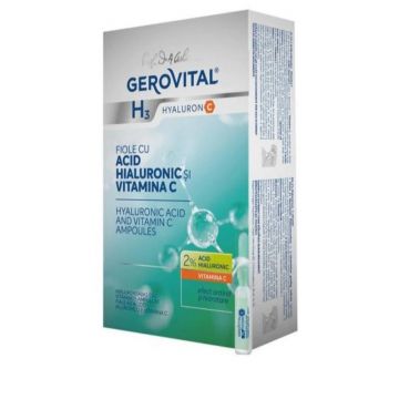 Gerovital H3 Hyaluron C Fiole cu Acid Hialuronic si Vitamina C 10 fiole 2 ml