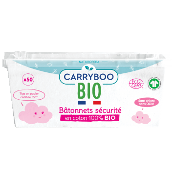 Betisoare cu bumbac securizate pentru bebelusi, 50 bucati, Carryboo