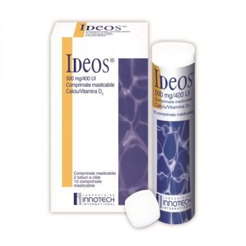 Ideos 500 mg/400 UI, 30 comprimate masticabile, Innotech