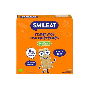 Painici multicereale cu banana si dovleac +6 luni Bio, 60g, Smileat