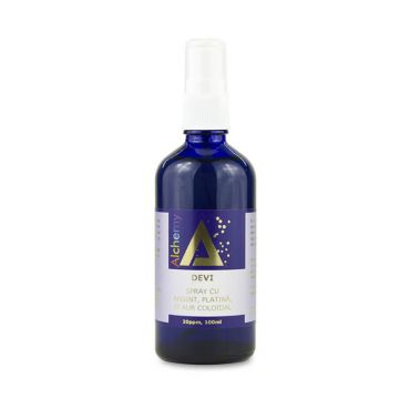 Lotiune pentru ingrijirea fetei cu aur, platina si argint coloidal Alchemy 20ppm,100 ml, Aghoras