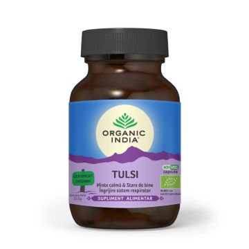 Tulsi minte calma si ingrijire sistem respirator, 60 capsule, Organic India