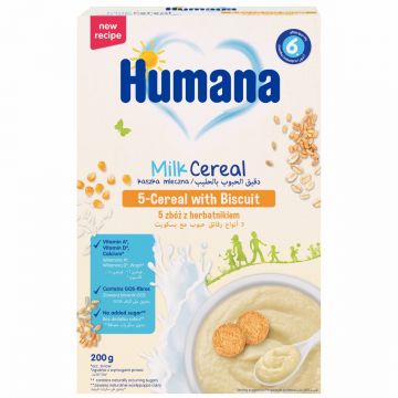 Cereale cu lapte si biscuiti de la 6 luni, 200g, Humana