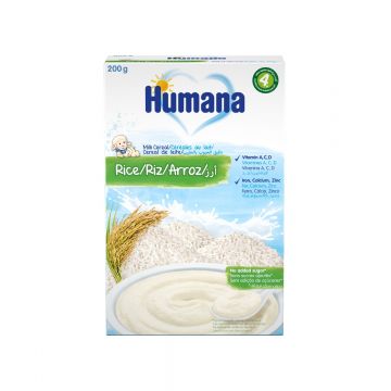 Cereale de orez cu lapte de la 4 luni, 200g, Humana