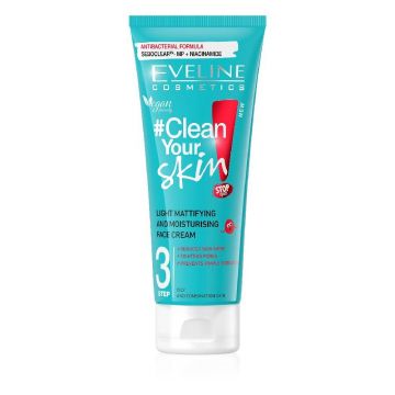 Crema de fata matifianta si hidratanta Clean Your Skin Light, 75ml, Eveline Cosmetics