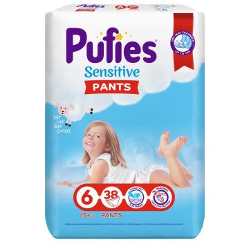 Scutece Sensitive Nr.6 pentru +15kg, 38 bucati, Pufies