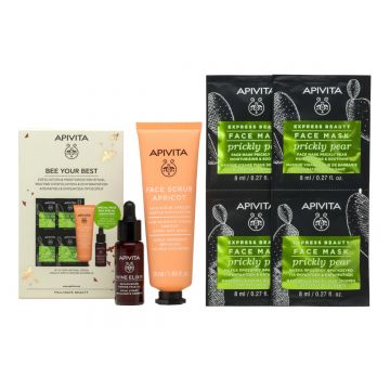 Apivita Set Masti de fata 4 x 8ml & Exfoliant de fata 50ml & Ulei de fata 10ml