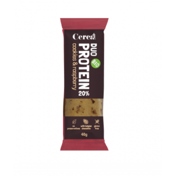 Baton proteic Bio Cookie si Zmeura Duo Protein, 40g, Cerea