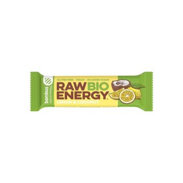 Bombus Baton energizant Raw Energy, cu lamaie si nuca de cocos, 50g