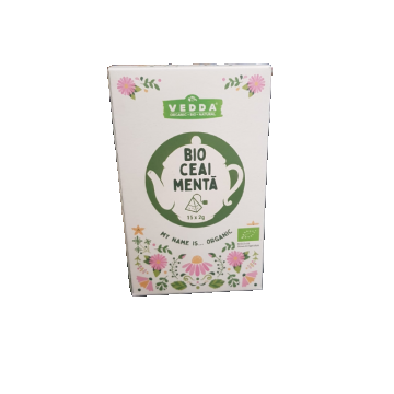 Ceai de menta Bio Piramida, 15 plicuri x 2g, Vedda