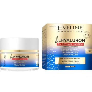 Crema Lifting Bio Hyaluron 3xRetinol 50+, 50ml, Eveline Cosmetics
