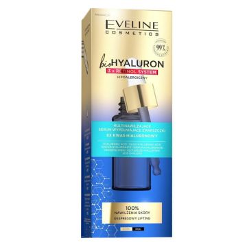 Serum multi hidratant pentru umplerea ridurilor Bio Hyaluron 3xRetinol, 18ml, Eveline Cosmetics