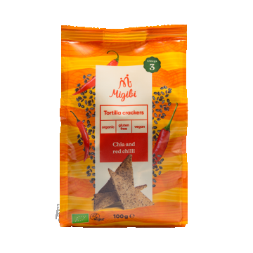 Tortilla crackers cu chia si chilli Bio, 100g, Migibi