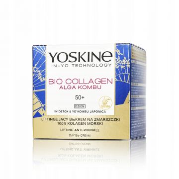 Crema antirid si lifting de zi pentru ten 50+ Bio Collagen Alga Kombu, 50ml, Yoskine