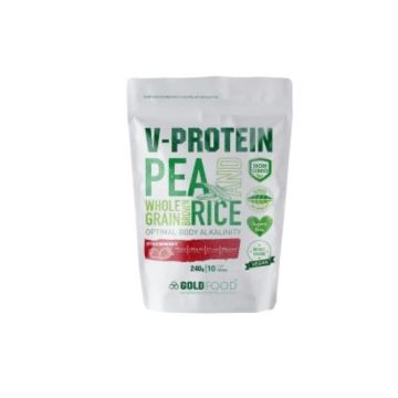 Gold Nutrition Pudra Proteica Vegetala V-protein Capsuni, 240g