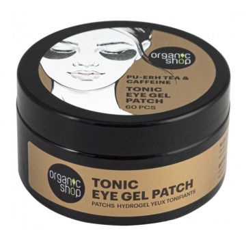 Plasturi cu gel tonice pentru ochi Caffeine & Pu-erh Tea, 60 bucati, Organic Shop