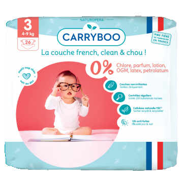 Scutece bio hipoalergenice 4-9kg marimea 3, 26 bucati, Carryboo