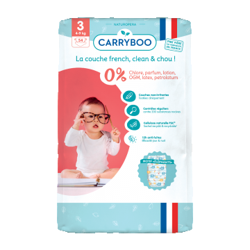 Scutece bio hipoalergenice 4-9kg marimea 3, 54 bucati, Carryboo