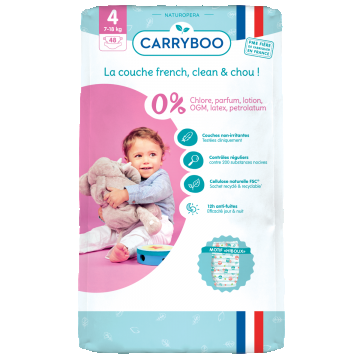 Scutece bio hipoalergenice 7-18kg marimea 4, 48 bucati, Carryboo