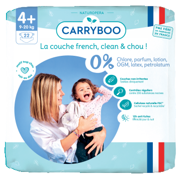 Scutece bio hipoalergenice 9-20kg marimea 4+, 22 bucati, Carryboo