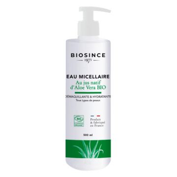 Apa micelara organica pentru curatare si demachiere cu aloe vera, 500ml, Biosince 1975