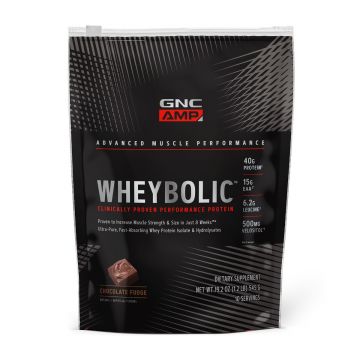 Proteina din zer cu aroma de ciocolata AMP Wheybolic, 545g, GNC