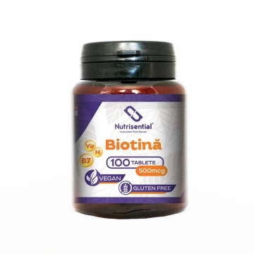 Biotina 500mcg, 100 tablete, Nutrisential