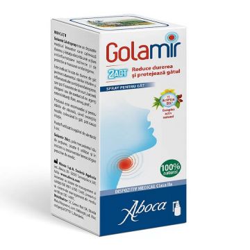Golamir 2 Act Spray de gat pentru adulti cu alcool 30 ml Aboca