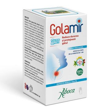 Golamir 2 Act Spray de gat pentru copii si adulti fara alcool 30 ml Aboca