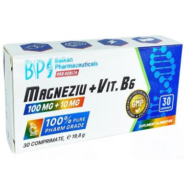 Magneziu 100 mg + Vitamina B6 10 mg 30 comprimate Balkan Pharmaceuticals