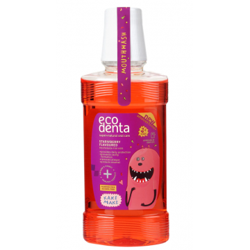 Apa de gura pentru curatarea cavitatii orale cu gust de capsuni pentru copii, 250ml, Ecodenta