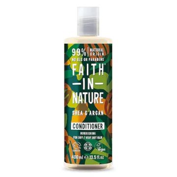 Balsam natural hranitor cu unt de shea si ulei de argan pentru par uscat, 400ml, Faith in Nature