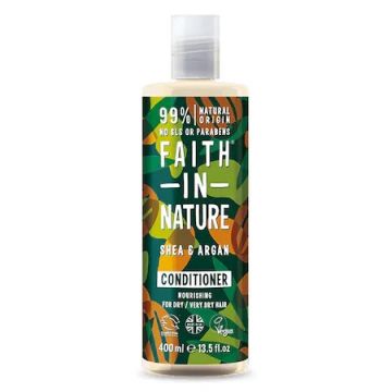 Balsam natural hranitor cu unt de shea si ulei de argan pentru par uscat, 400ml, Faith in Nature