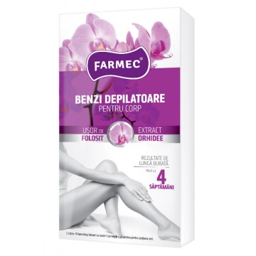 Benzi depilatoare cu extract de orhidee, 7x2 benzi depilatoare + 2 servetele, Farmec