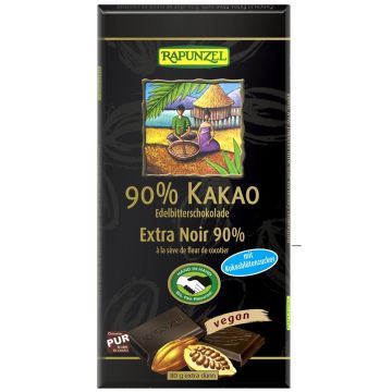 Ciocolata amaruie 90% cacao si zahar de cocos bio, 80g, Rapunzel