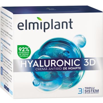 Crema antirid de noapte Hyaluronic 3D, 50 ml, Elmiplant