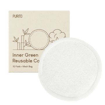 Dischete demachiante reutilizabile Inner Green, 10 bucati, Purito