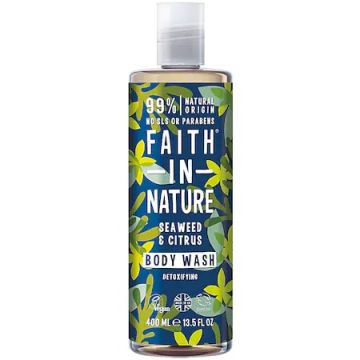 Gel de dus natural detoxifiant cu alge marine si citrice, 400ml, Faith in Nature