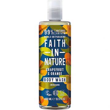 Gel de dus natural energizant cu grapefruit si portocala, 400ml, Faith in Nature