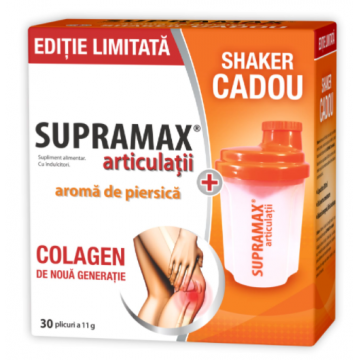 Pachet Supramax piersica, 30 plicuri + Shaker cadou, Zdrovit