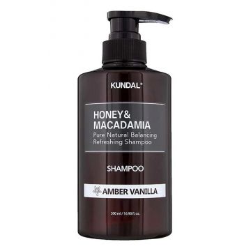 Sampon hipoalergenic natural si extra-hidratant cu miere si macadamia Amber Vanilla, 500ml, Kundal