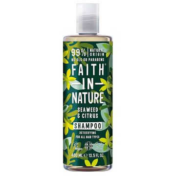 Sampon natural detoxifiant cu alge marine si citrice pentru toate tipurile de par, 400ml, Faith in Nature
