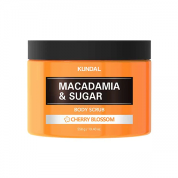 Scrub natural hidratant cu macadamia si zahar Cherry Blossom, 550ml, Kundal