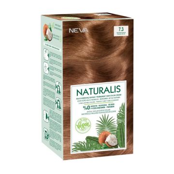 Vopsea de par vegan fara amoniac Blond caramel 7.3, 150ml, Neva Naturalis