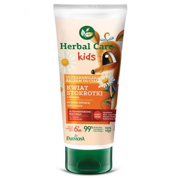 Balsam ultra-hidratant pentru corp cu bumbisori si aloe Herbal Care Kids, 200ml, Farmona