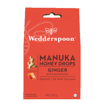Bomboane ecologice cu miere de manuka, ghimbir si echinacea, 120g, Wedderspoon