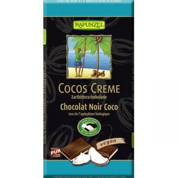 Ciocolata amaruie bio cu umplutura de crema de cocos, 100g, Rapunzel